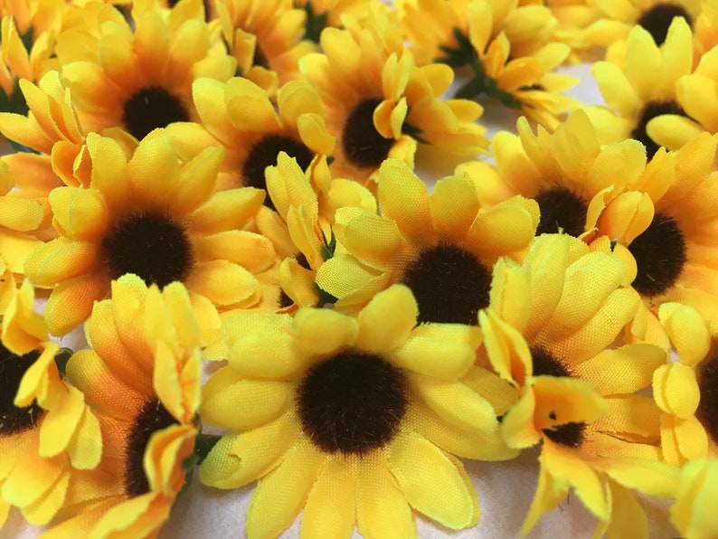 200pcs/lot 4 cm Artificial Silk Mini Sunflower Flowers Head Etsy