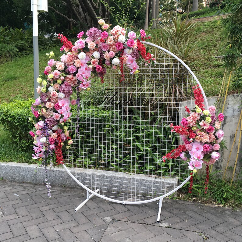 Circle Wedding arch backdrop stand round grid wedding decor Etsy