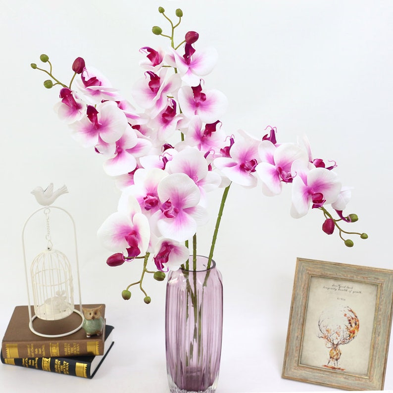 3pcslot,Artificial Flowers Orchid Real Touch Artificial Butterfly Orchid Latex Phalaenopsis for Wedding home Festival decorations