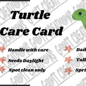 Turtle Care Card, Turtle adoption certificate, Care, Turtle, Adoption, certificate, care cared,