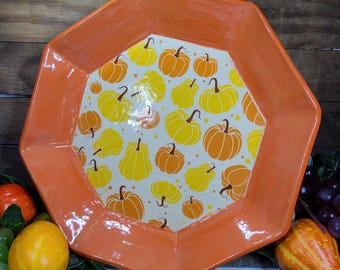 Keramik Tortenplatte, 21,5 cm Tortenplatte, 10-Zoll-Tortenplatte, Octagonall Tortenplatte, Herbst Ernte Tortenplatte, Feiertage Tortenplatte, Thanksgiving