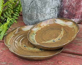 Ceramic Dinnerware Set, Large copper green Plate, Dinnerware, Handmade Dinnerware, Handmade ceramic plate, Salad bowl, Salad Plate, Pottery