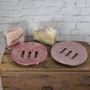 Soap Dish,Ceramic Soap Dish,Clay Soap Dish,Handmade Soap Holder,Handmade Soap Dish,Draining Soap Dish,Lace Texture Soap Dish,Giftware,Pastel