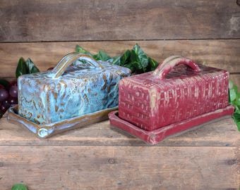 Handmade ceramic butter dish,Butter dish, handmade pottery, ceramic butter dish,butter dish with lid, Aquatic themed Butter dish,Handcrafted