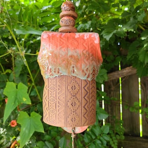 Garden bell, Bell, Handmade Ceramic Bell, Ceramic Bell, Clay Bell, Wind chimes, Ceramic Wind Chimes, Daisies, Southwest, Yellow, Orange