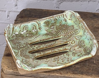 Handmade Ceramic Soap Dish, Rustic Draining Soap Holder