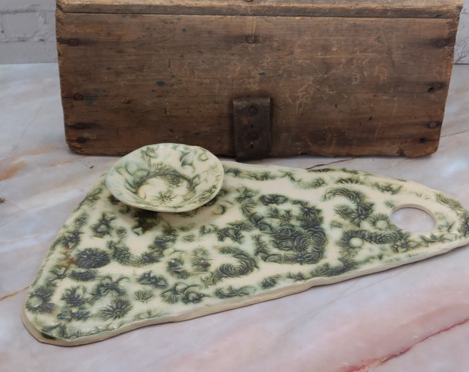 Ceramic Cheese Board, Charcuterie Board,Antiqued Cheese board, Sushi tray,Ceramic cheese and Cracker Tray,