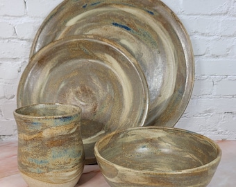 Pratos de cerâmica, pratos de jantar feitos à mão, conjunto de louça, prato grande, tigela de grés, cerâmica, grés, tigelas de cerâmica, copo de suco