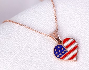 American Flag Pendant Necklace • USA Flag Jewelry • Patriotic Jewelry • Old Glory • Stars and Stripes • US Flag Necklace