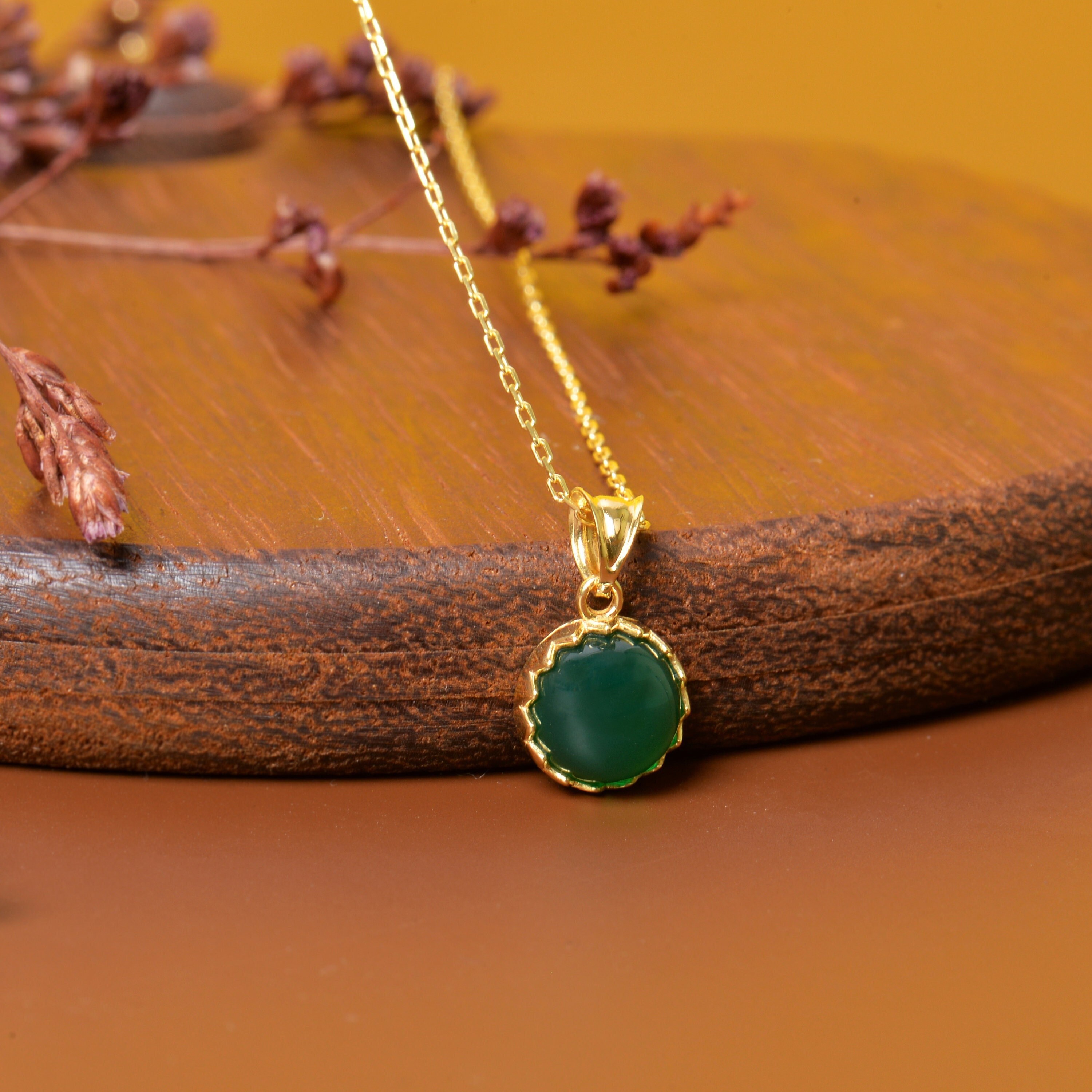 Collar de ágata verde Collar de piedra verde Colgante - Etsy España