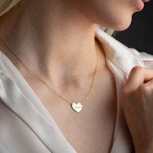 14K Solid Gold Heart Necklace/ Heart Name Necklace/ Love Necklace/ Minimalist Heart Necklace/ Mothers Day Gift/ Handmade Jewelry image 9
