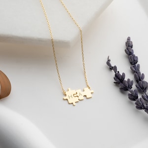 Tiny Puzzle Necklace, Personalized Tiny Puzzle Piece Necklace, Friendship Necklace, Puzzle Necklace, Anniversary Present, Handmade Jewelry