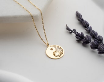 Ying Yang Necklace, Fibonacci Golden Ratio Pendant, Moon Sun Charm, Handmade Jewelry for Women, Helix, Handmade Jewelry, Christmas Gift