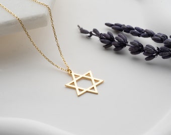 Gold Star Of David Necklace, Religious Necklace, Magen David Pendant, David Star Pendant, Religious Minimalist Gift, Jewish Star Necklace