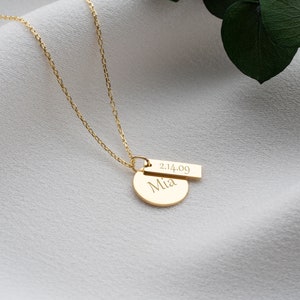 Personalized Minimal Baby Name Necklace with Birthdate, Custom Personalized Mother Necklace, Personalized Name Necklace,Baby Shower necklace image 4