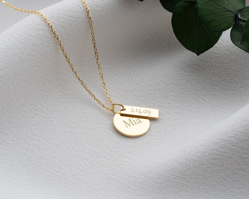 Personalized Minimal Baby Name Necklace with Birthdate, Custom Personalized Mother Necklace, Personalized Name Necklace,Baby Shower necklace image 4