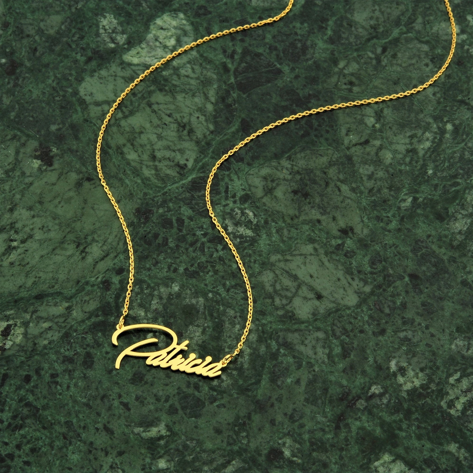 14k Gold Name Necklace - Rose Gold Hearts Large Size - TriColor Valentino Chain