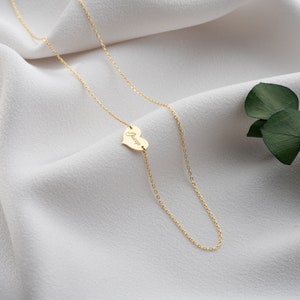 14K Solid Gold Personalized Minimal Heart Necklace, Choker Name Necklace, Name Engraved Heart Necklace, Handmade Jewelry, gifts for mom image 3