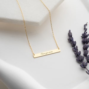 14K massief gouden staafketting, zilvergouden roosketting, aangepaste staafketting, gepersonaliseerde staafketting, cadeau voor moeder, handgemaakte sieraden