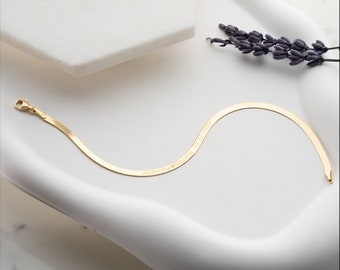Gold Herringbone Bracelet, Dainty Herringbone Chain Bracelet, Silver Snake Chain Bracelet, Delicate Bracelet, Snake Chain Bracelet