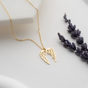 Angel Wings Necklace, Double Wing Charm, Guardian Angel Necklace, Fairy Wings, Handmade Jewelry for Women, Best Friend Necklace,Gift for Her
