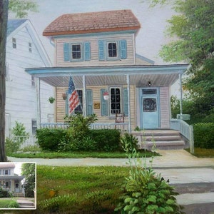 Custom House Portrait-Hand Painted Portrait Painting-Original Oil Painting from Photo-Portraits on Canvas-Commission House Painting