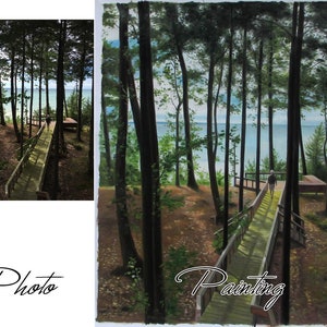 Custom Landscape Portrait-Hand Painted Oil Painting from Photo-Portraits on Canvas-Original Portrait Painting-Commission Landscape Painting