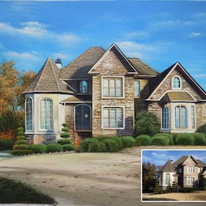 Custom House Portrait-Hand Painted Oil Painting from Photo-Original Oil Portrait on Canvas-Personalized House Painting-Landscape Paintings