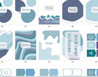 Pacchetto di temi per decorazioni per aule dai toni freddi e rilassanti (modello Canva)