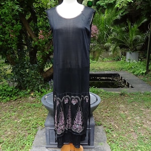 1920s FINE FLAPPER DRESS-1920s Knitted Jersey Drop Waist Dress.