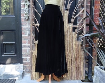 1930s PANNE VELVET SKIRT-30s-40s Full Length Velvet Skirt. Black