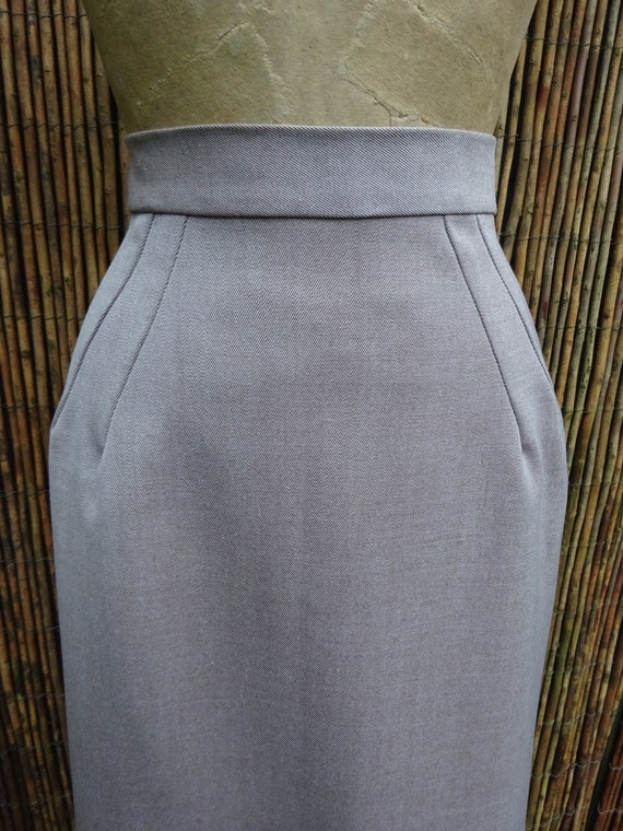 1940s TAILORMADE GABARDINE SKIRT-40s Grey Wool Gab