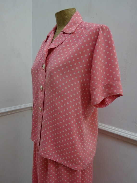 RARE CC41 PYJAMAS-1940s Utility Pink Polka Dot Py