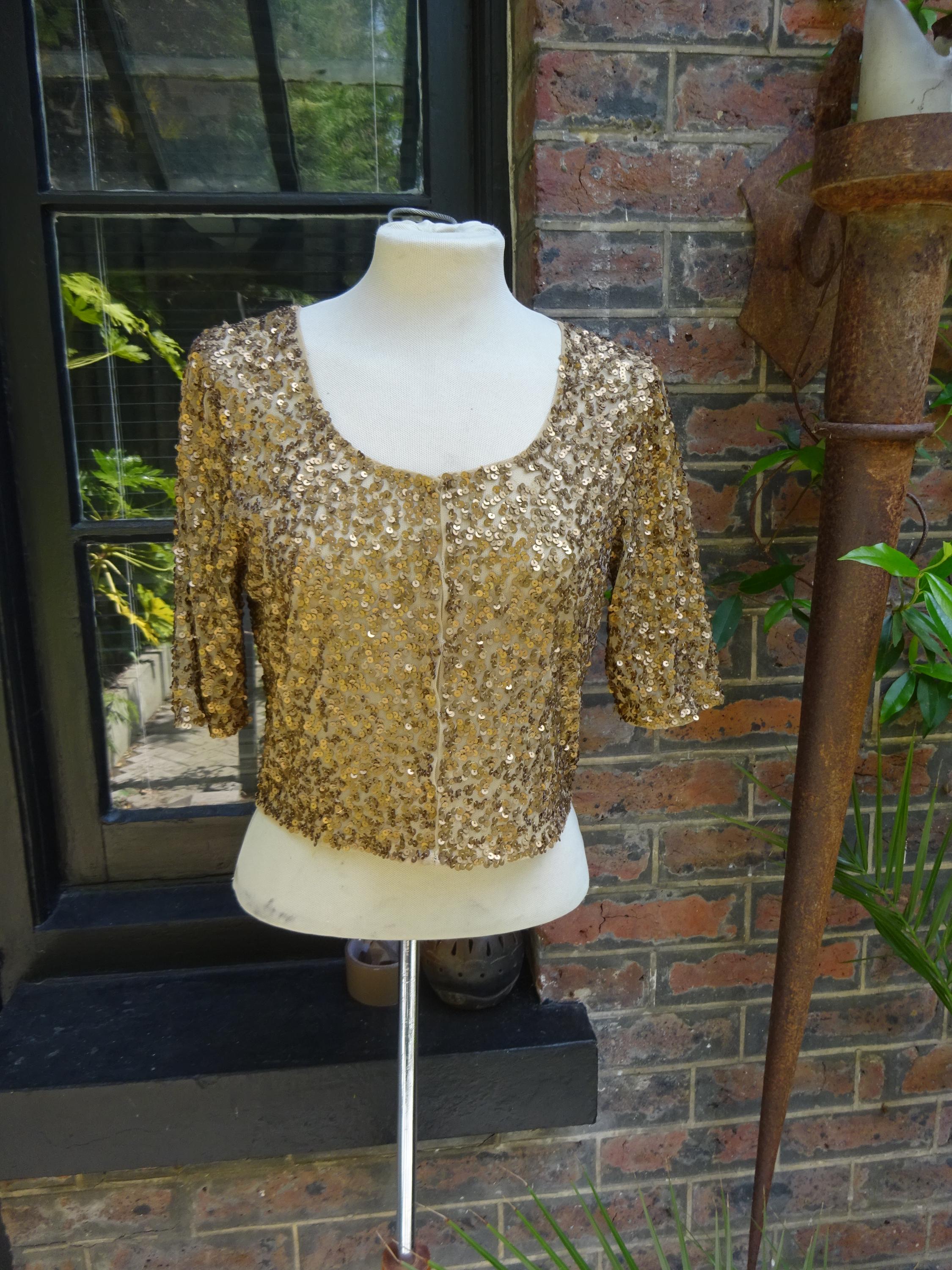 Vintage GOLD SEQUINED TOP-30s style Sequin Coatee.