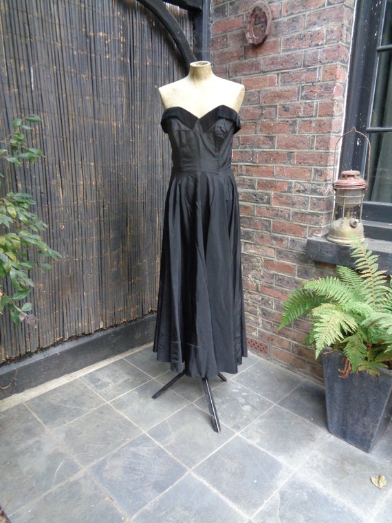 1950s TAFFETA EVENING GOWN-50s Taffeta Prom Dress-