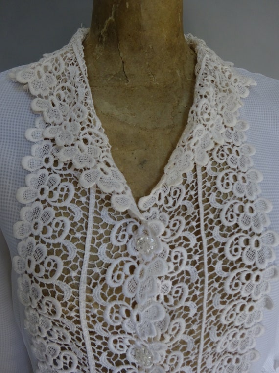 1940s LACE and RAYON BLOUSE-Rare Rayon Crepe and … - image 2