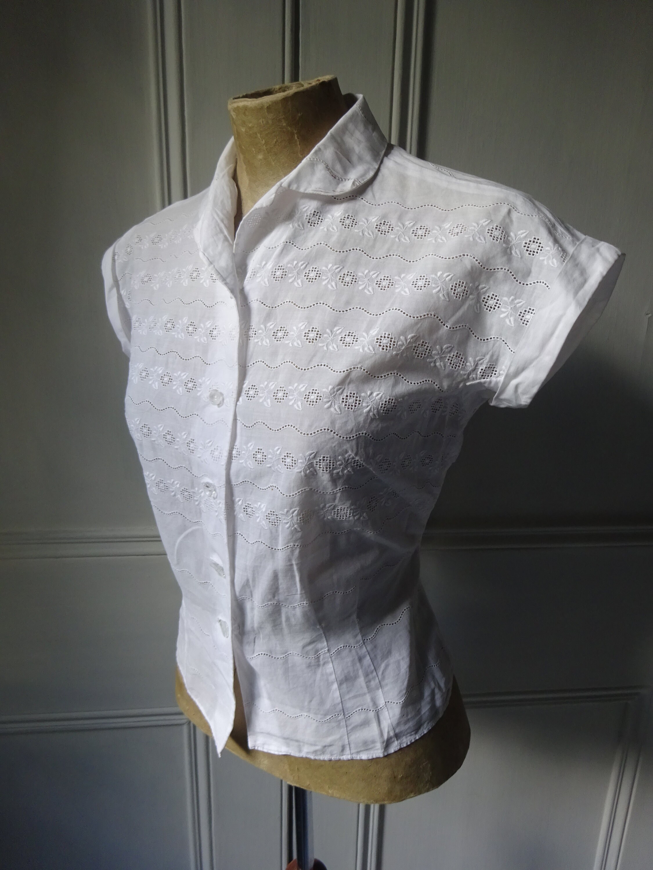 Daisy Mae 1940s Blouse White