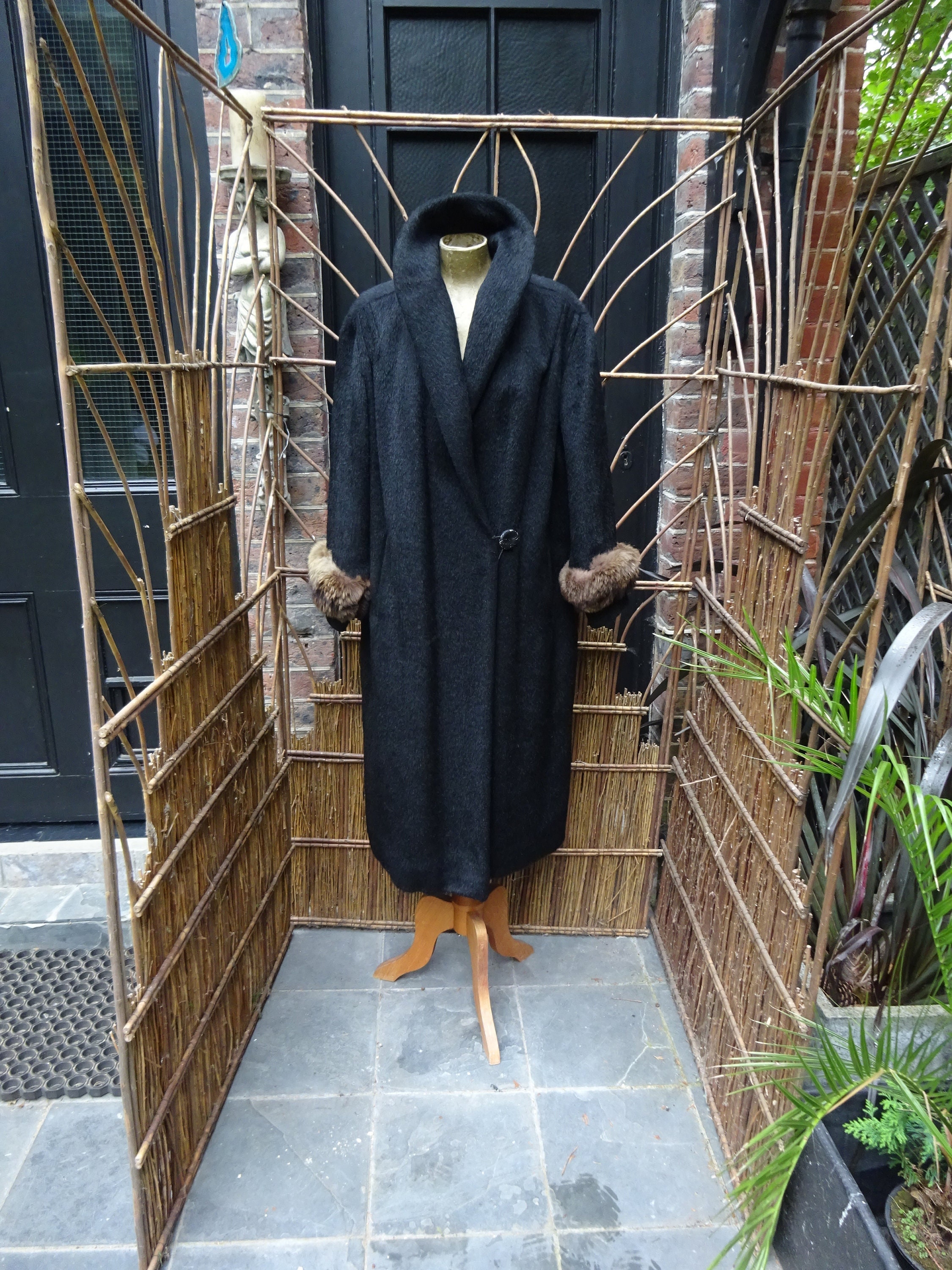 【AAKE】(WOOL 50) MOHAIR PINTUCK LONG COAT Long Knitted Mohair Coat Pattern, Vintage 1950s