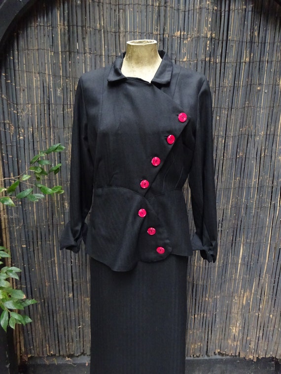 1940s ASYMETRIC WORSTED SUIT-40s 2 Piece Pure Wool