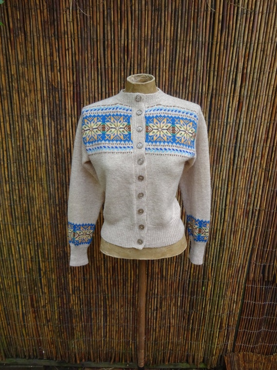 1940s Original HANDKNITTED FAIRISLE CARDIGAN-40s S