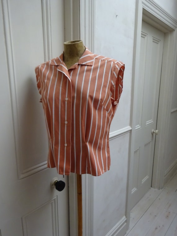 1950s CANDY STRIPE BLOUSE-St Michaels 50s Cap Slee