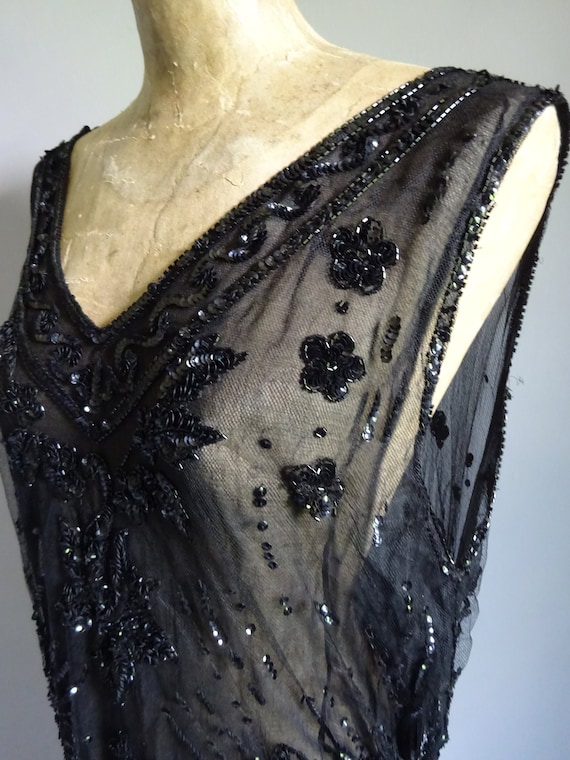 1920sBEADED EVENING DRESS-20s Sequin and Bead Flap