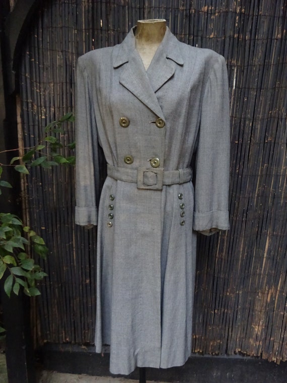 FABULOUS 1940s WORSTED COAT-40s Classic Grey Wool