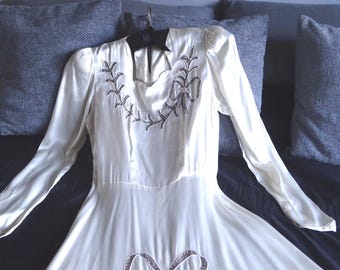 Sumptuous 1930s WEDDING GOWN-30s Satin Wedding Dress Reduced