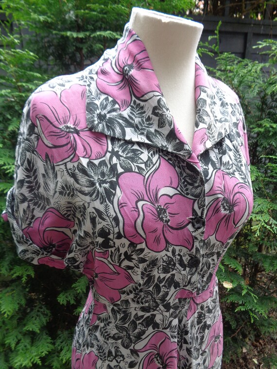 1940s CREPE DRESS-40s Crepe Day Dress-Wartime 1940