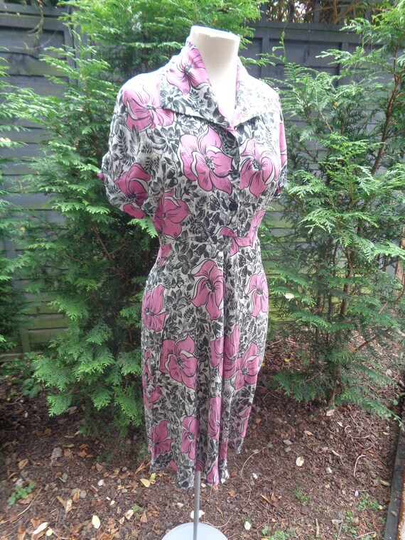 1940s CREPE DRESS-40s Crepe Day Dress-Wartime 1940