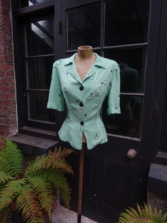 1930s Original SLUB LINEN BLOUSE-30s Soft floppy f