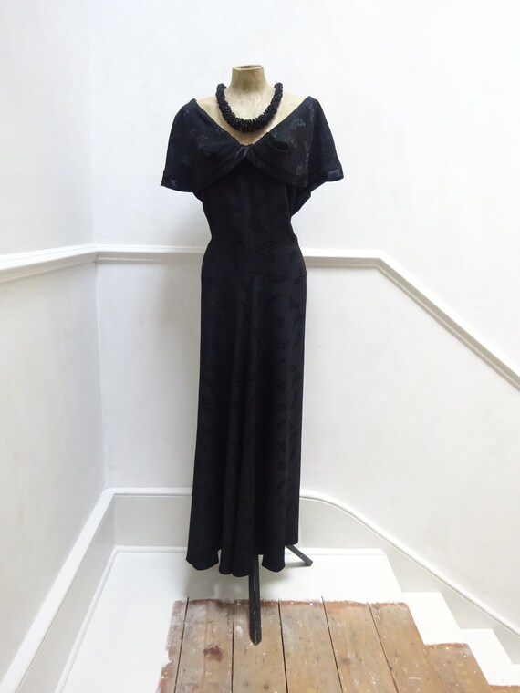 1940s HEAVY CREPE DRESS-40s Crepe Evening Dress-Gl
