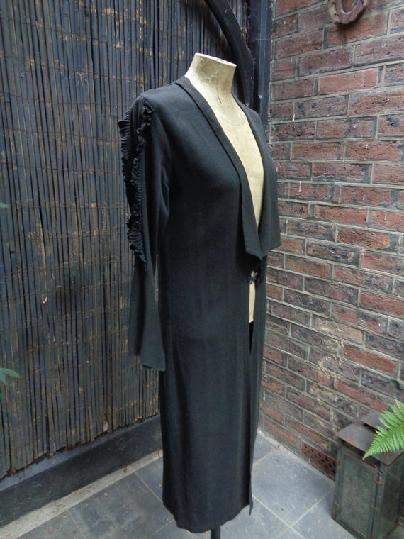 1930s FINE CREPE COAT-30s Black Crepe Coat-Edge to