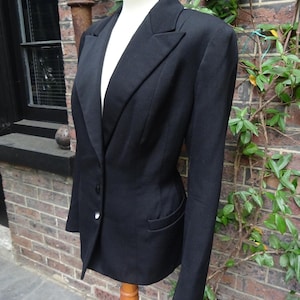 1940s ELGORA WOOL JACKET-40s Black woollen Sharp Jacket.